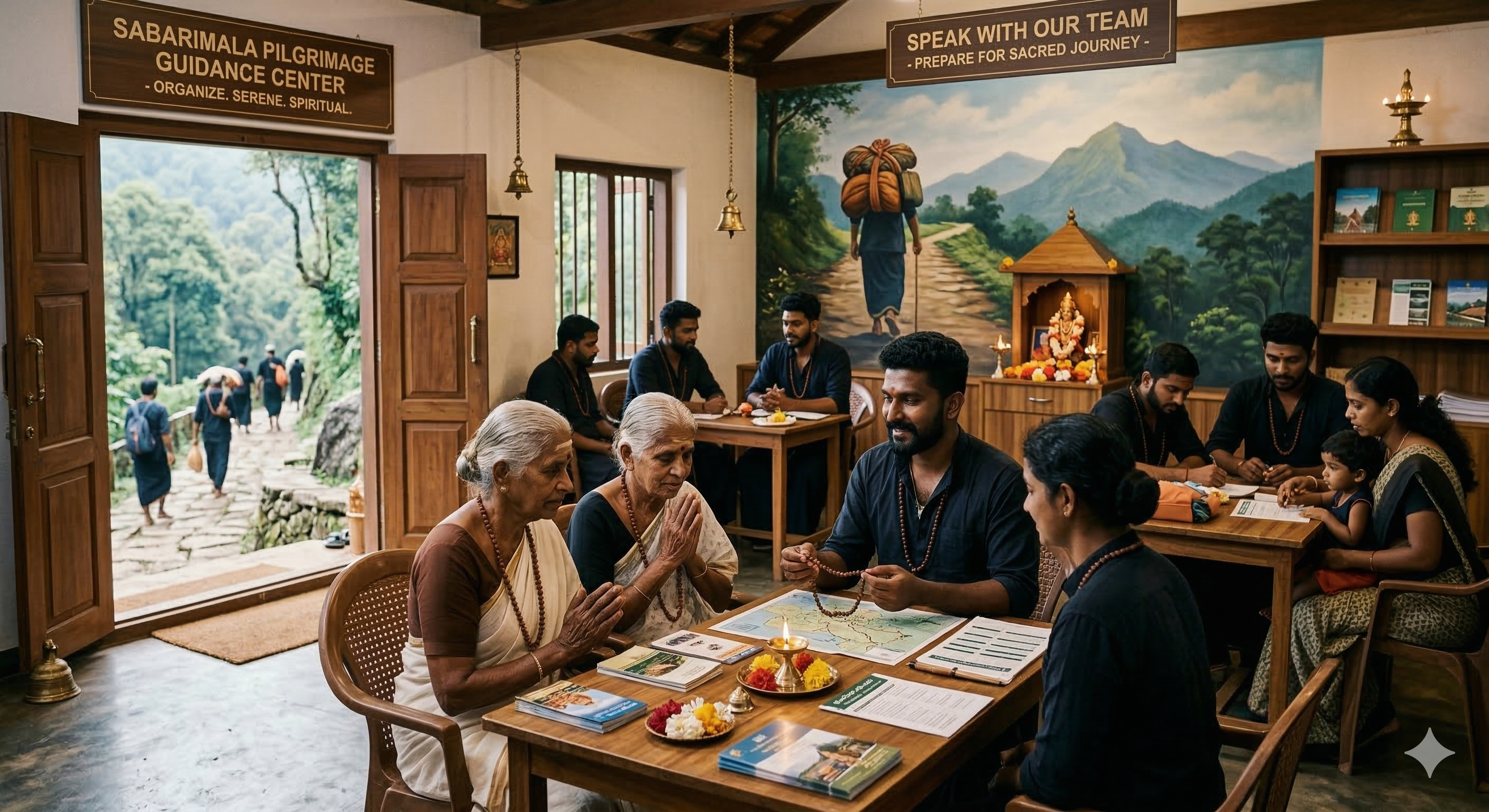 Pilgrim support team guiding devotees with care